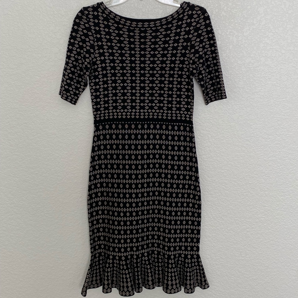 Black patterned bodycon sweater dress